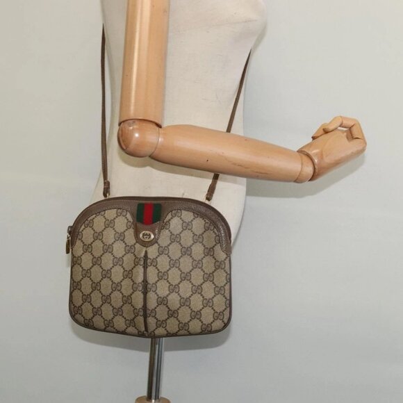 GUCCI GG Supreme Web Sherry Line Bag PVC Beige Gold 904 02 047 Auth ep9738 - Picture 3 of 16